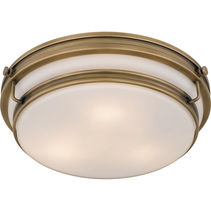 Quoizel Grafton 3Lt Flush Mount, Weathered Brass/Opal Etched
