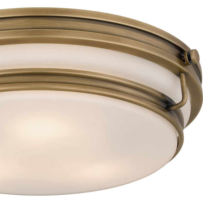 Quoizel Grafton 3Lt Flush Mount, Weathered Brass/Opal Etched