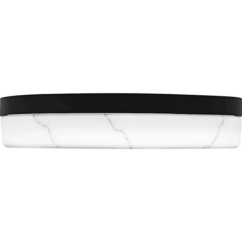 Quoizel Gasper Light Flush Mount, Matte Black/Alabaster Glass