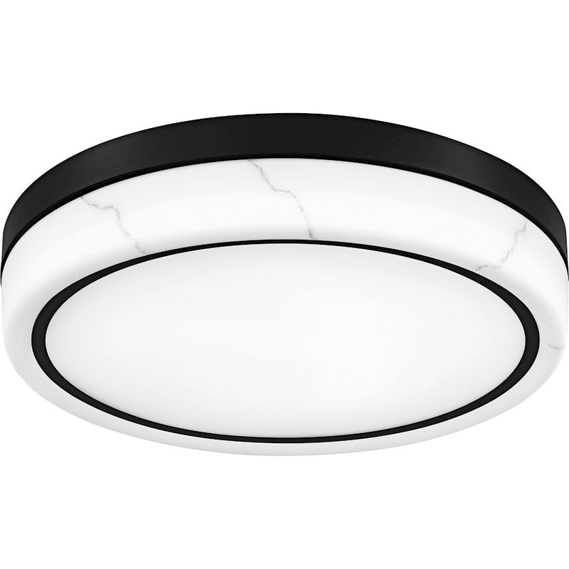 Quoizel Gasper Light Flush Mount, Matte Black/Alabaster Glass