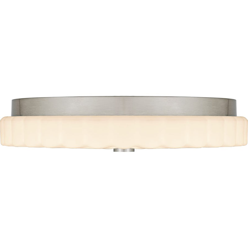 Quoizel Cherbury Lt Flush Mount, Nickel/Opal Etched Ribbed