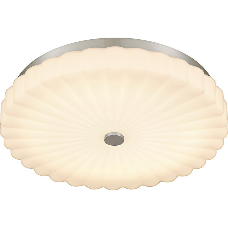 Quoizel Cherbury Lt Flush Mount, Nickel/Opal Etched Ribbed