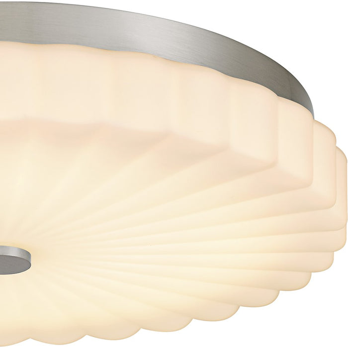 Quoizel Cherbury Lt Flush Mount, Nickel/Opal Etched Ribbed