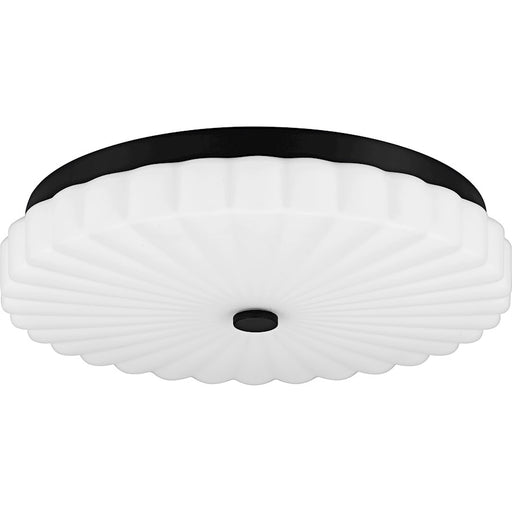 Quoizel Cherbury Lt Flush Mount, Black/Opal Etched Ribbed