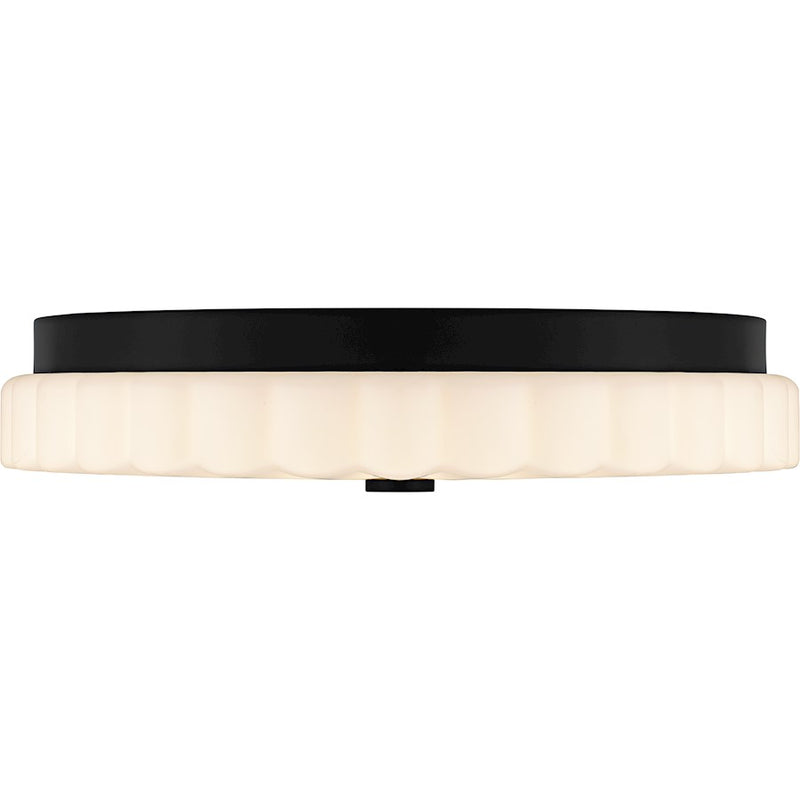 Quoizel Cherbury Lt Flush Mount, Black/Opal Etched Ribbed