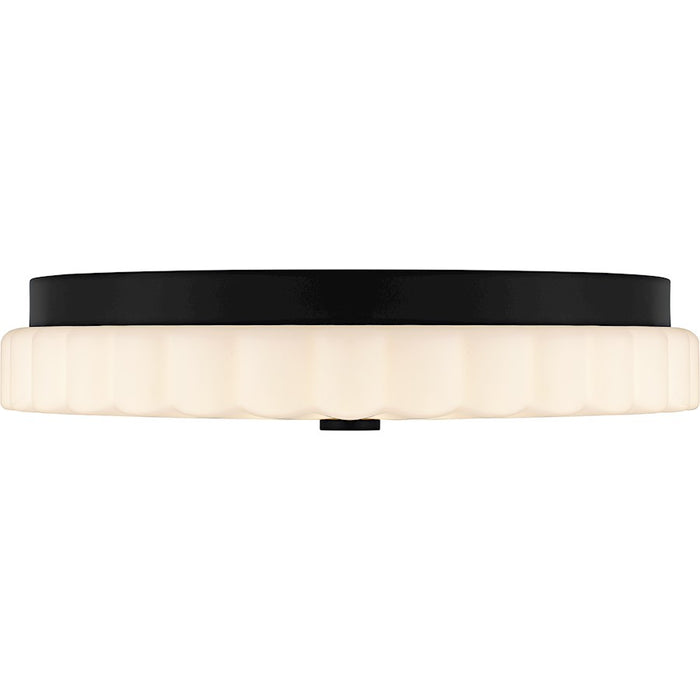 Quoizel Cherbury Lt Flush Mount, Black/Opal Etched Ribbed
