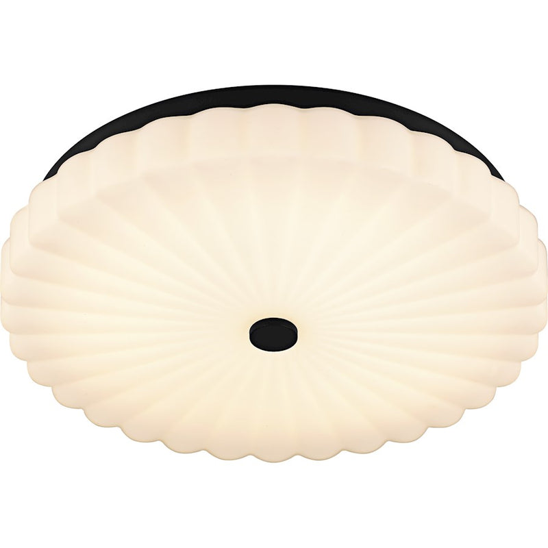 Quoizel Cherbury Lt Flush Mount, Black/Opal Etched Ribbed