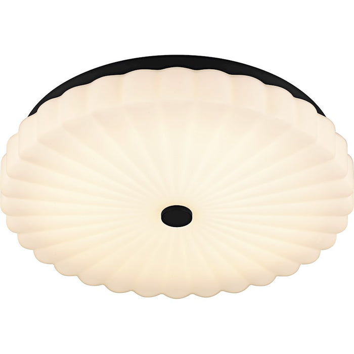 Quoizel Cherbury Lt Flush Mount, Black/Opal Etched Ribbed