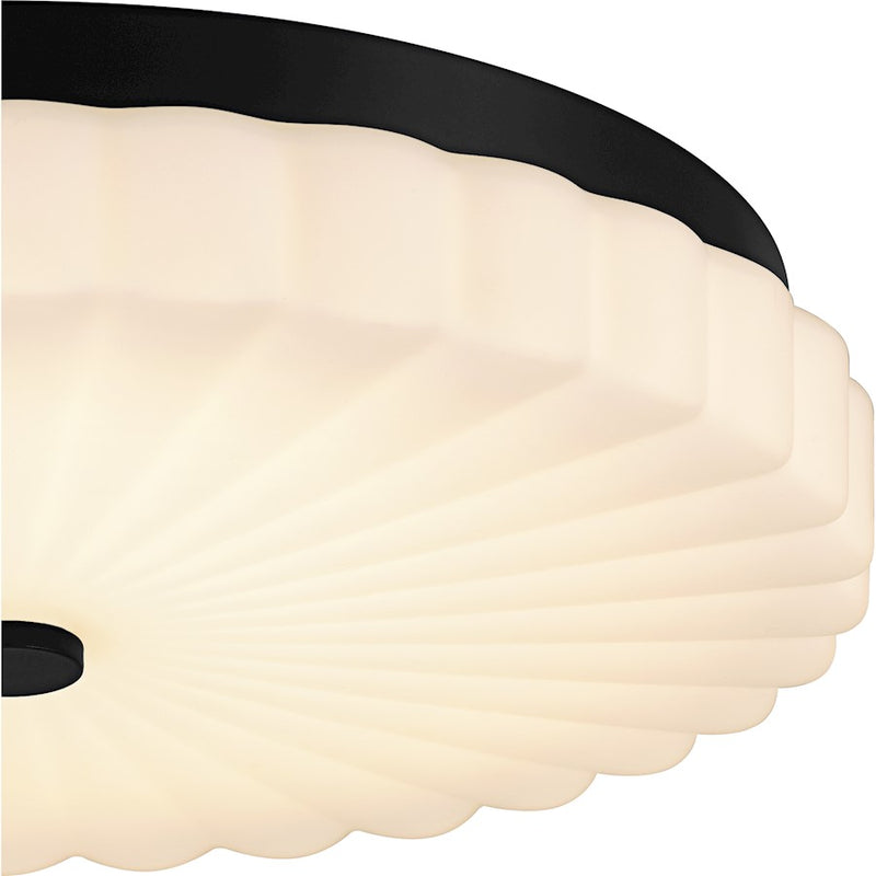 Quoizel Cherbury Lt Flush Mount, Black/Opal Etched Ribbed