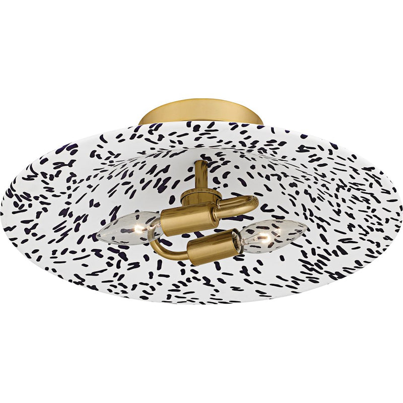 Quoizel Indigo 2Light 16" Flush Mount, Light Gold Blue/Metal