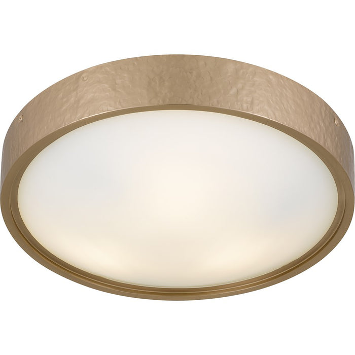 Quoizel Grendelle 3Lt Flush Mount, Bronze Gold/Etched Painted White