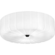 Quoizel Oberman 3Lt Flush Mount, Black/Opal Etched Ribbed - QFL6809MBK