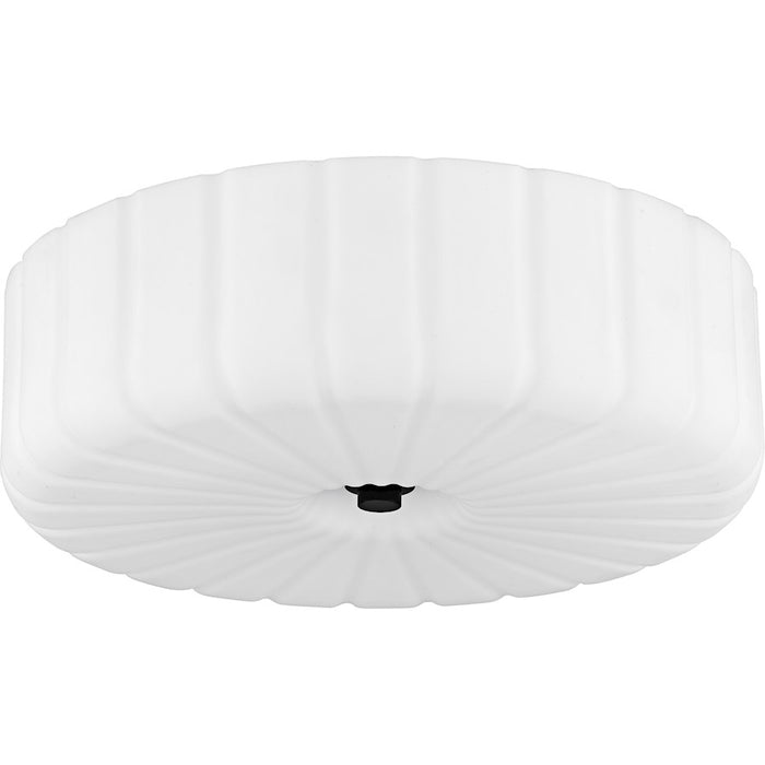 Quoizel Oberman 3Lt Flush Mount, Black/Opal Etched Ribbed