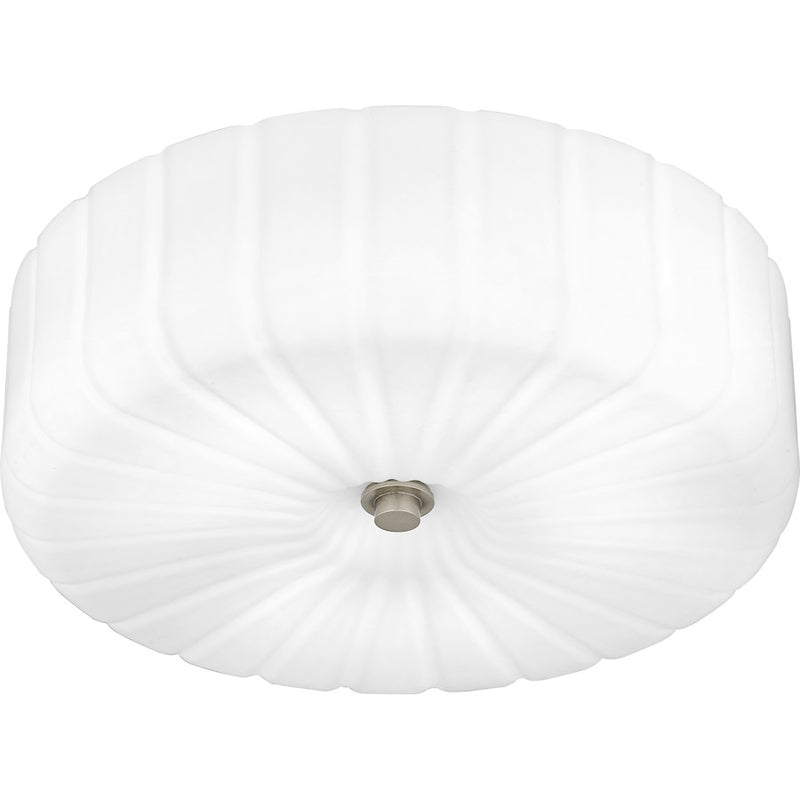 Quoizel Oberman 3Lt Flush Mount, Black/Opal Etched Ribbed
