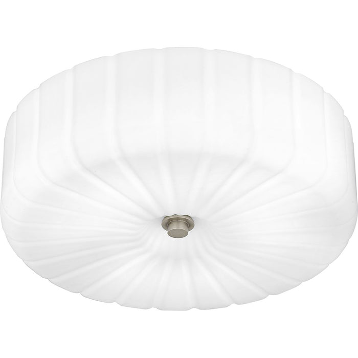 Quoizel Oberman 3Lt Flush Mount, Black/Opal Etched Ribbed