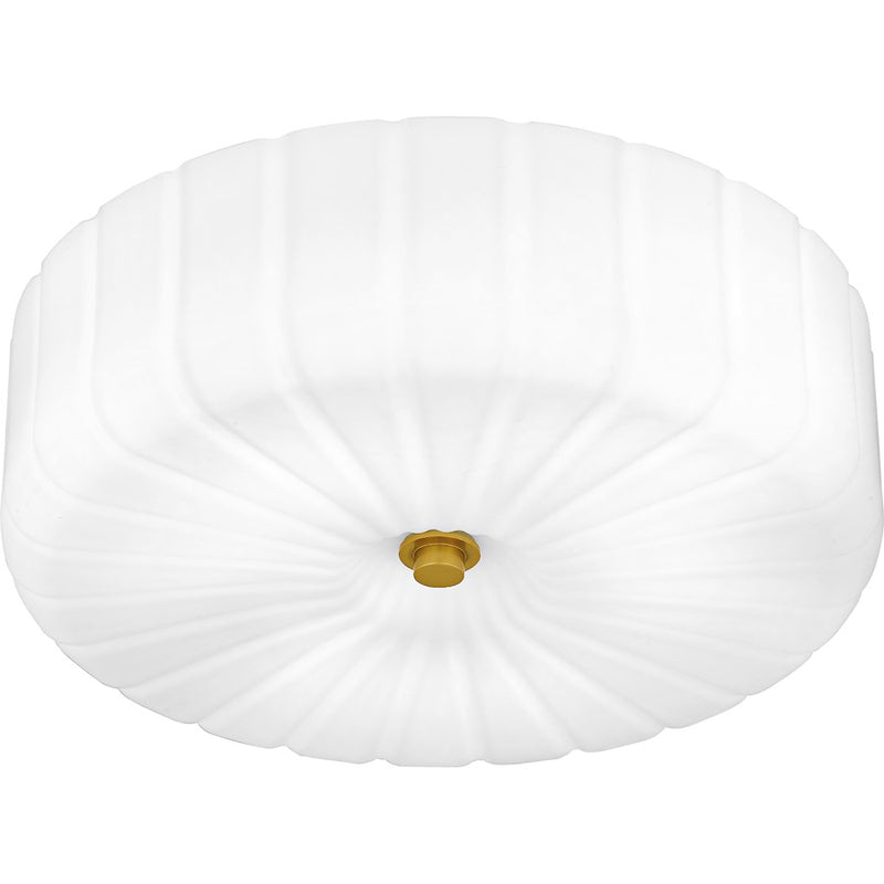 Quoizel Oberman 3Lt Flush Mount, Black/Opal Etched Ribbed