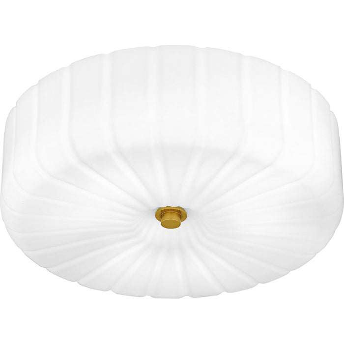 Quoizel Oberman 3Lt Flush Mount, Black/Opal Etched Ribbed