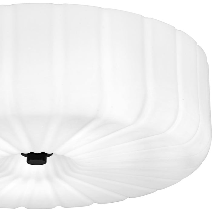 Quoizel Oberman 3Lt Flush Mount, Black/Opal Etched Ribbed
