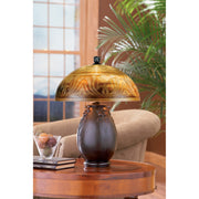 Quoizel Glenhaven 18in Table Lamp | Art Nouveau Teco Rossa Resin and Etched Glass | Bedroom & Living Room | 14 x 14 x 17.8 in | Model QJ6781TR