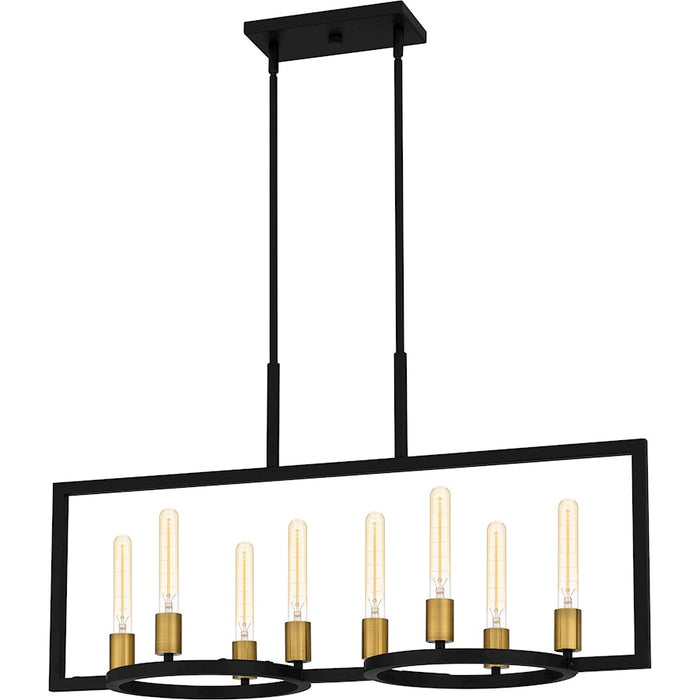 Quoizel Telfair 8 Light Island Light, Matte Black