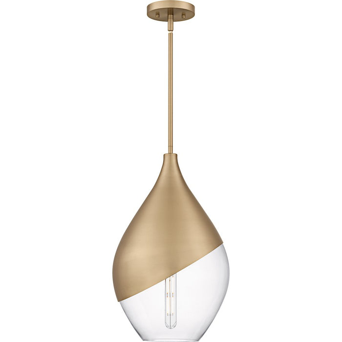 Quoizel Drover 1Light Pendant, Bronze Gold/Clear Glass