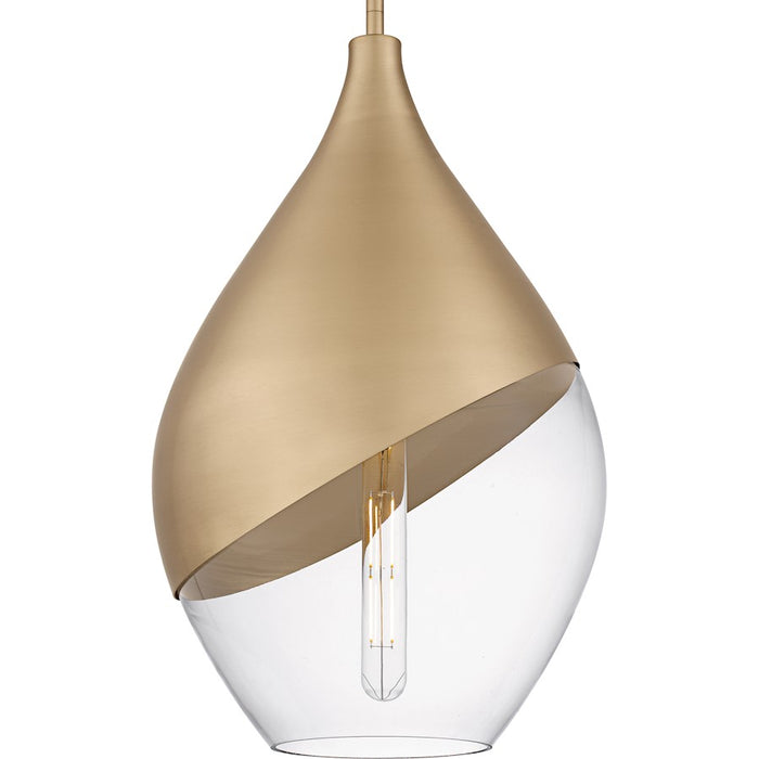 Quoizel Drover 1Light Pendant, Bronze Gold/Clear Glass