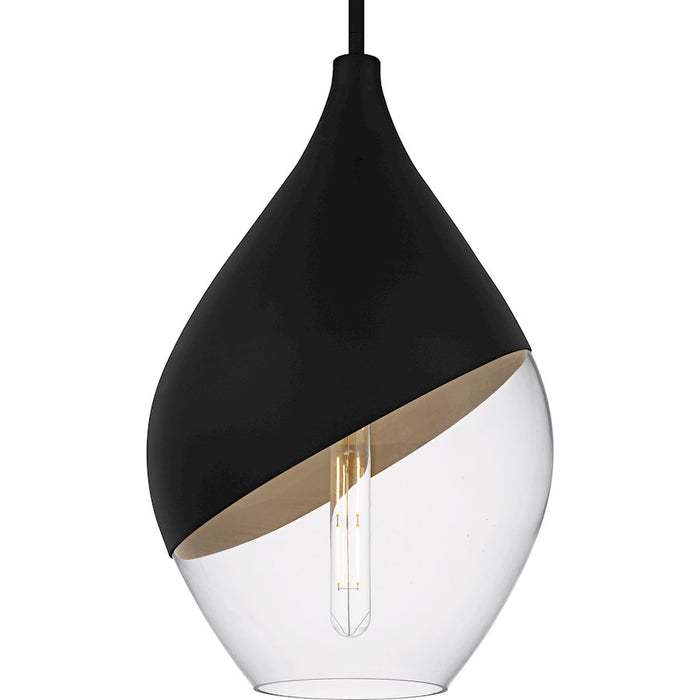 Quoizel Drover 1Light Pendant, Matte Black/Clear Glass