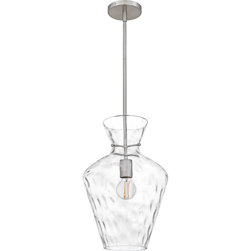 Quoizel Hollis 1Light Pendant, Brushed Nickel/Clear Water Glass