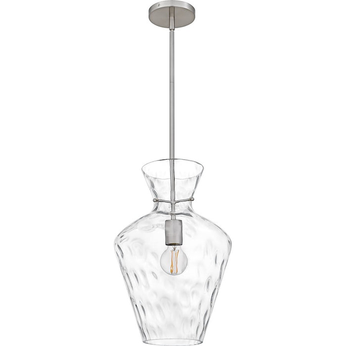 Quoizel Hollis 1Light Pendant, Brushed Nickel/Clear Water Glass