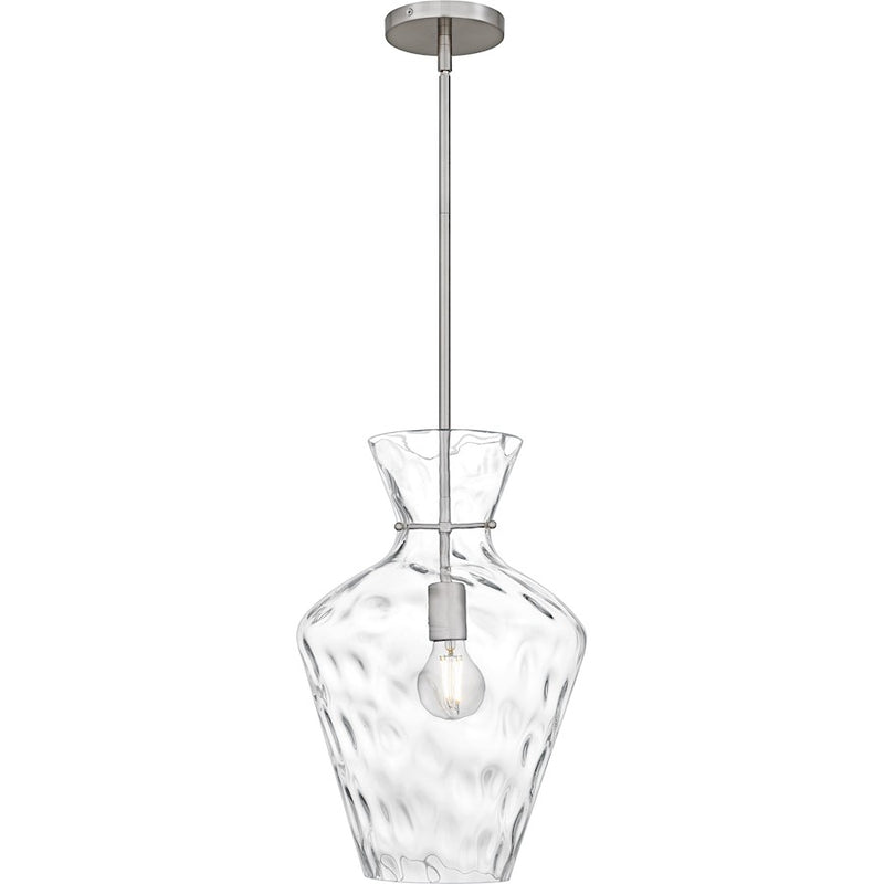 Quoizel Hollis 1Light Pendant, Brushed Nickel/Clear Water Glass