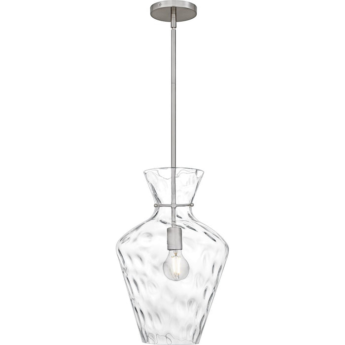 Quoizel Hollis 1Light Pendant, Brushed Nickel/Clear Water Glass