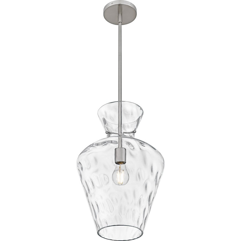 Quoizel Hollis 1Light Pendant, Brushed Nickel/Clear Water Glass