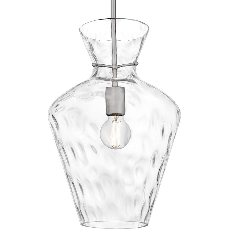 Quoizel Hollis 1Light Pendant, Brushed Nickel/Clear Water Glass