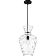 Quoizel Hollis 1Light Pendant, Matte Black/Clear Water Glass - QMP6806MBK