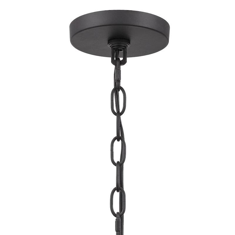 Quoizel Dre 4 Light Pendant, Matte Black/Clear Piastra Glass