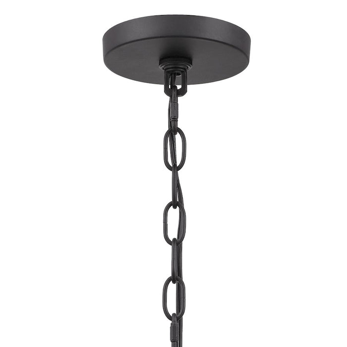 Quoizel Dre 4 Light Pendant, Matte Black/Clear Piastra Glass