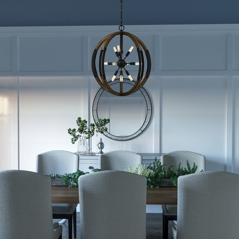 Quoizel Babaton 10 Light Pendant, Old Black
