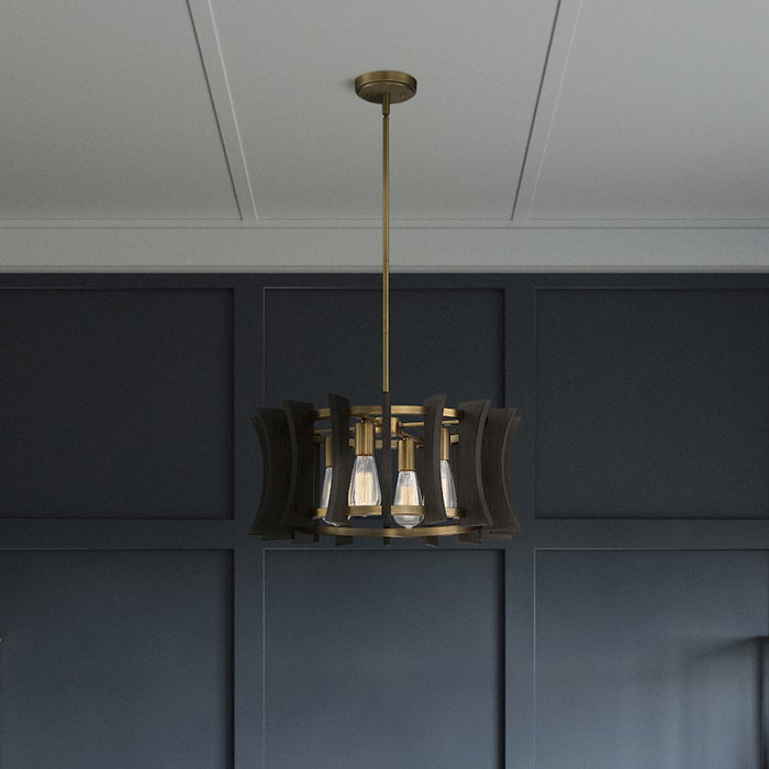 Quoizel Cordelia 4 Light Pendant, Aged Brass