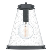 Quoizel Bristol 13in 1-Light Pendant | Industrial Mottled Black and Clear Seedy Glass | Kitchen Island & Dining Room | Model QP5260MB