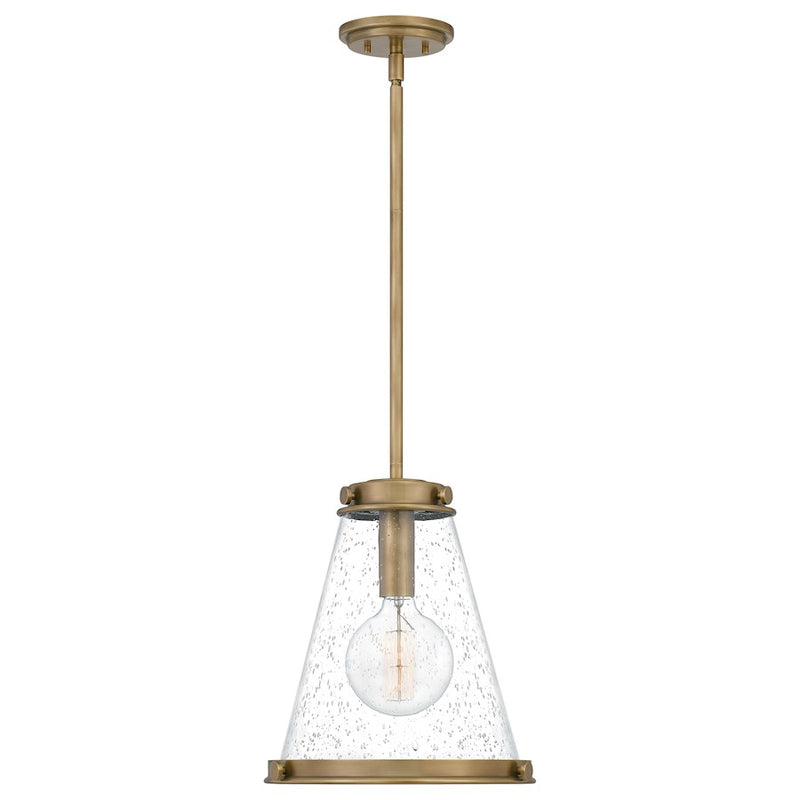 Quoizel Bristol 1 Light Mini Pendant, Weathered Brass