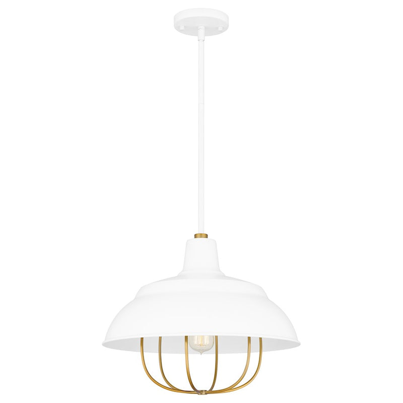 Quoizel Darmody 1 Light Pendant, White Lustre/Metal Shade