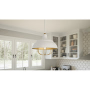 Quoizel Darmody 1 Light Pendant, White Lustre/Metal Shade