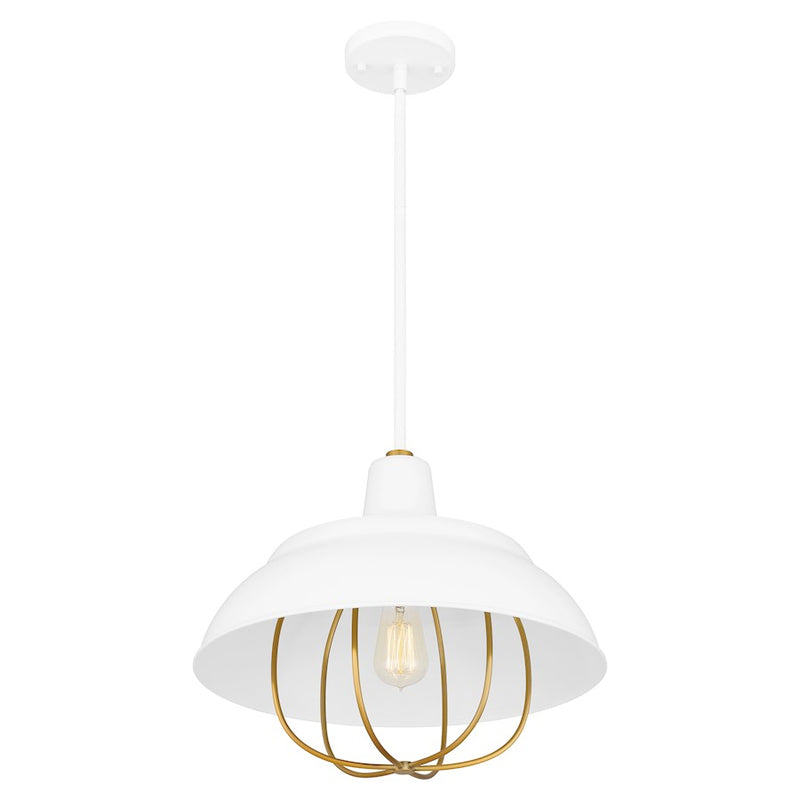Quoizel Darmody 1 Light Pendant, White Lustre/Metal Shade