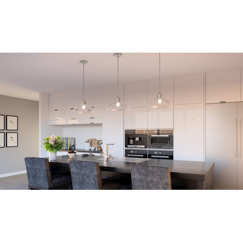 Quoizel Iona 1 Light Pendant, Brushed Nickel/Clear Seeded