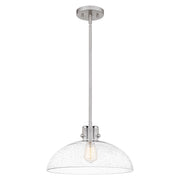 Quoizel Iona 1 Light Pendant, Brushed Nickel/Clear Seeded