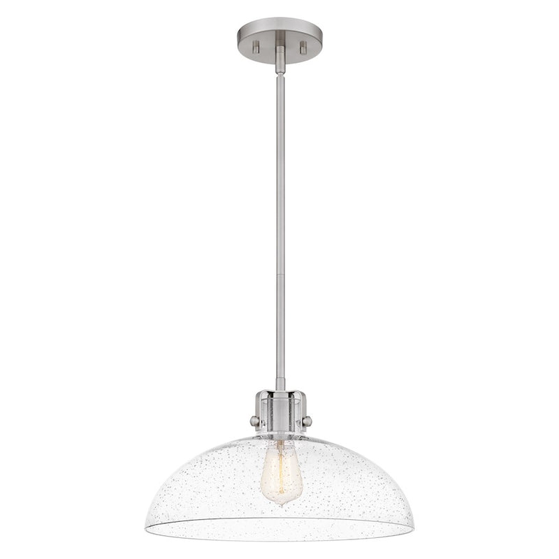 Quoizel Iona 1 Light Pendant, Brushed Nickel/Clear Seeded