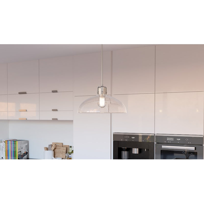 Quoizel Iona 1 Light Pendant, Brushed Nickel/Clear Seeded