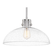 Quoizel Iona 1 Light Pendant, Brushed Nickel/Clear Seeded