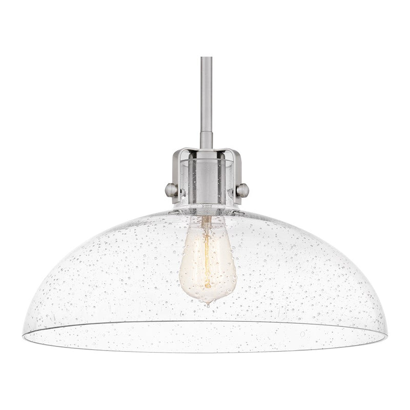 Quoizel Iona 1 Light Pendant, Brushed Nickel/Clear Seeded