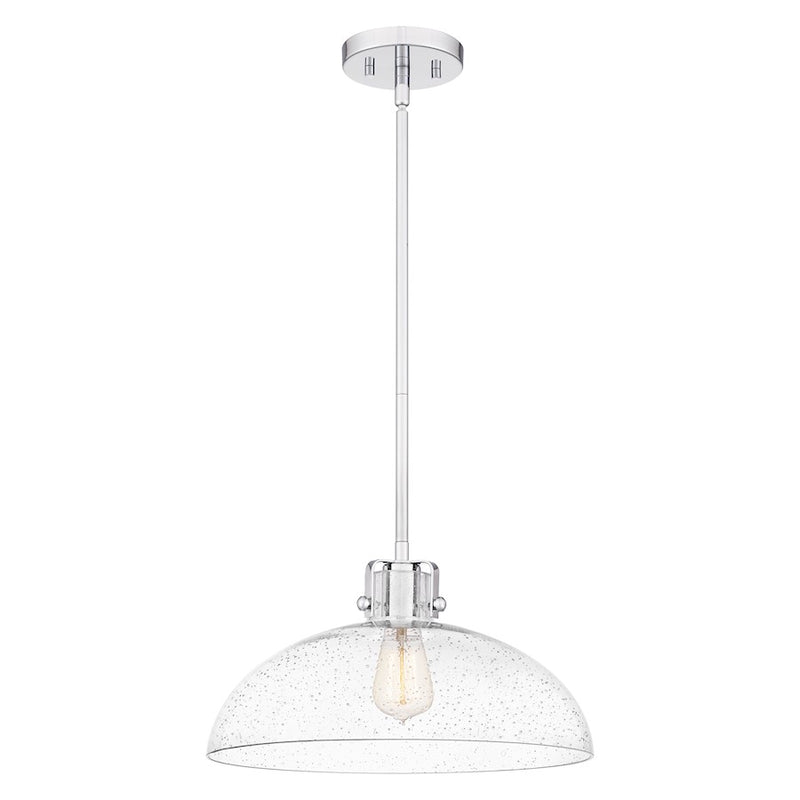 Quoizel Iona 1 Light Pendant, Polished Chrome/Clear Seeded